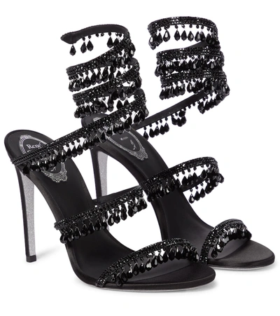 RENÉ CAOVILLA CHANDELIER EMBELLISHED SATIN SANDALS,P00581191