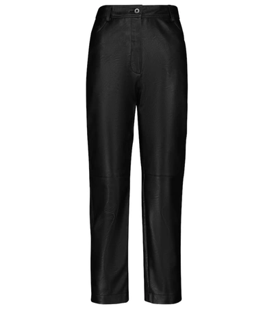 Stella Mccartney Cropped Faux Leather Straight-leg Trousers In Black