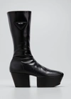 Prada Triangle Logo Platform Boots In Nero