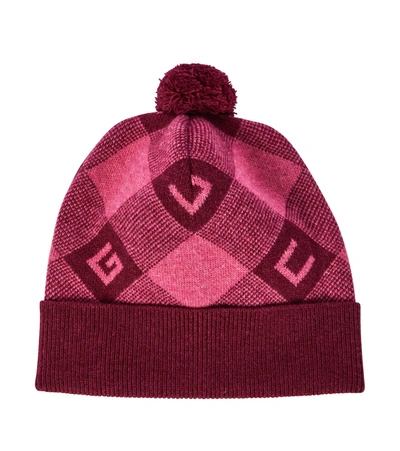 Gucci Gg Logo Wool Hat W/ Pompom In Red