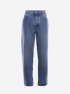LOEWE ANAGRAM COTTON JEANS WITH LEATHER INSERT,S359331XDJ ANAGRAM5400