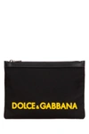 DOLCE & GABBANA DOLCE & GABBANA LOGO ZIPPED CLUTCH BAG