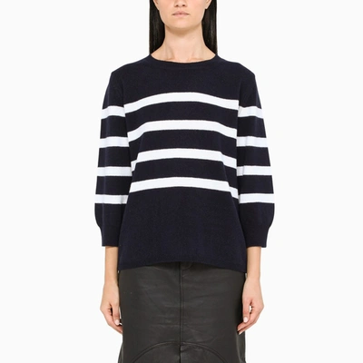 Apc Striped Wool And Cotton Sweater In Dark Navy