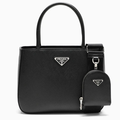 Prada Black Saffiano Leather Bag With Mini Pouch