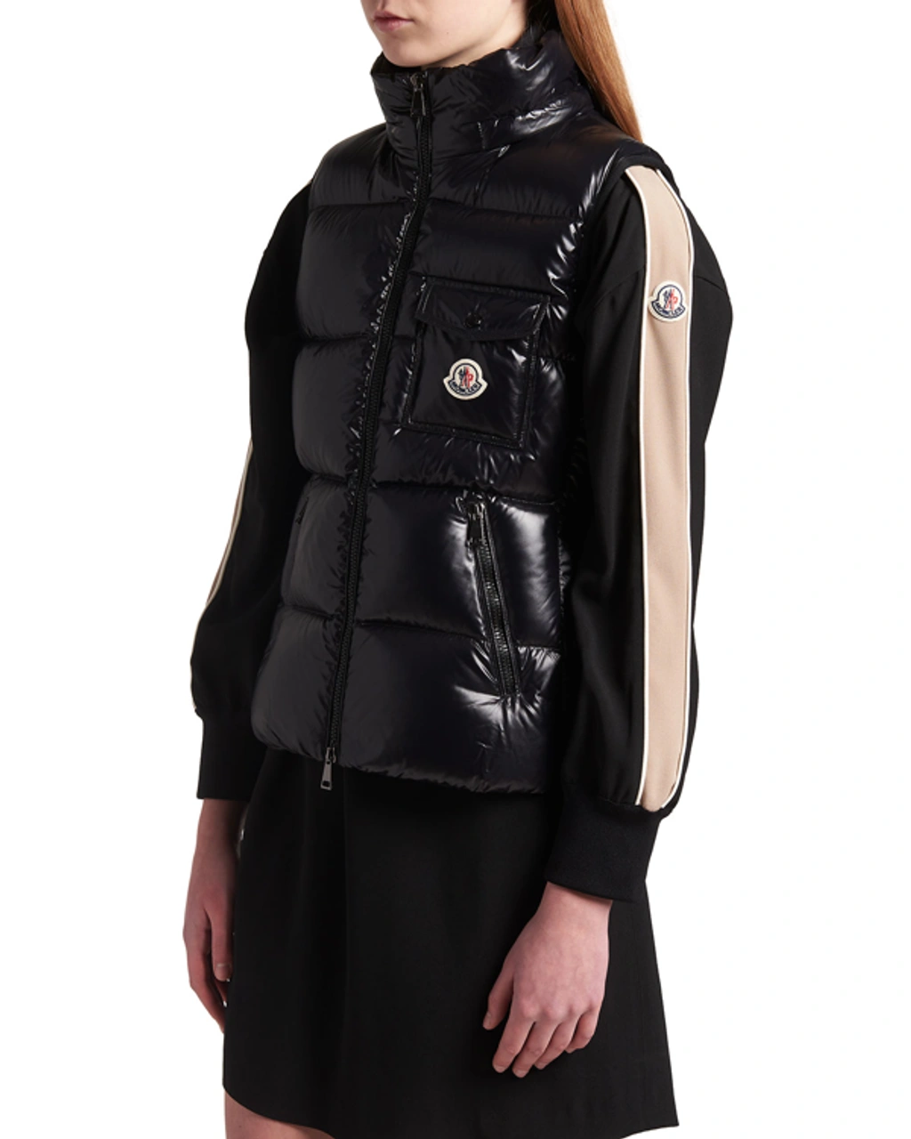 Moncler Balabio Puffer Vest With Faux Fur In Black ModeSens