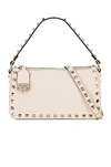 Valentino Small Rockstud Shoulder Bag In Light Ivory