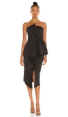 Elliatt Reception Cascade Ruffle Strapless Cocktail Dress In Black