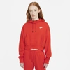 Nike Sportswear Essentials Women's Fleece Hoodie In Chile Red,white
