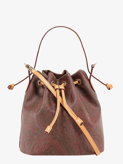 Etro Paisley Jacquard Fabric Bucket Bag In Brown