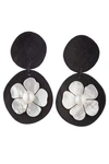 JOSIE NATORI NATORI ACACIA WOOD DROP CLIP EARRINGS WITH MOTHER OF PEARL,E11562 PEARL O/S