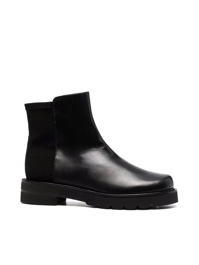 Stuart Weitzman 5050 Lift Leather And Neoprene Ankle Boots In Black