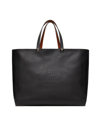 Valentino Garavani Garavani Identity Reversible Shopping Bag In Leather In Black