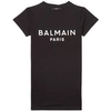 Balmain Kids' Cotton T-shirt Dress With Logo In Black