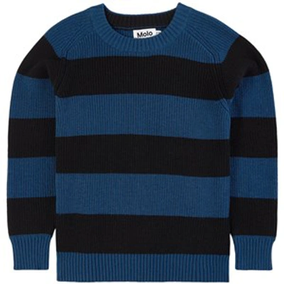 Molo Kids' Stripe-print Two-tone Jumper In Blue
