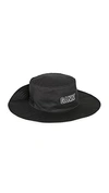Ganni Womens Phantom Logo-embroidered Organic-cotton Bucket Hat In Phantom