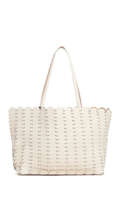 Rabanne Pacoico Leather Tote In Dark Beige/ Nude