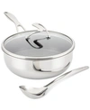 Circulon Steelshield C-series Tri-ply Clad Nonstick Chef Pan With Lid And Cooking Utensil Set, 3-piece, Silve In Silver