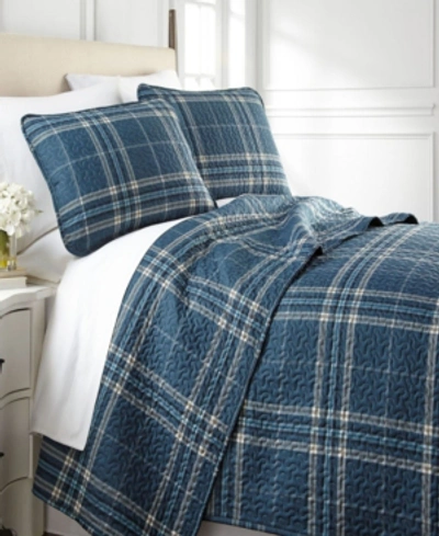 Southshore Fine Linens Ultra Soft Plaid Down Alternative 3 Piece Comforter Set Bedding In Navy