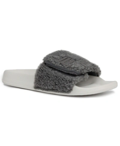 London Fog Women's Scarlett Sherpa Slide Sandals Women's Shoes In Gray Sherpa