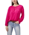 Vince Camuto Plus Size Long Sleeve Front Rumple Peasant Blouse In Pink Shock