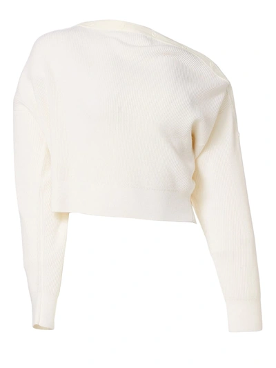 Alexander Wang T Women's Snap Off-the-shoulder Wool Knit Sweater In Ivory