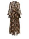 Oscar De La Renta Women's Floral Silk Long-sleeve Wrap Dress