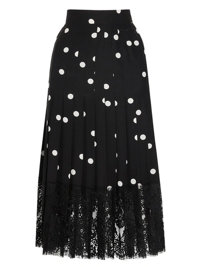 Dolce & Gabbana Women's Polka Dot Lace Detail Midi Skirt