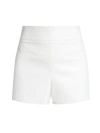 Alice And Olivia Donald Vegan Leather Shorts In Off White