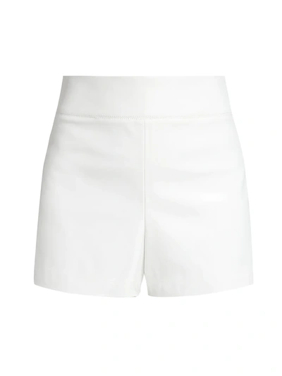 Alice And Olivia Donald Vegan Leather Shorts In Off White