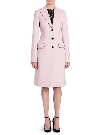 Dolce & Gabbana Women's Wool Coat In Blush Pink