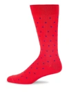 Marcoliani Men's Tropez Dot Knitted Socks In Red