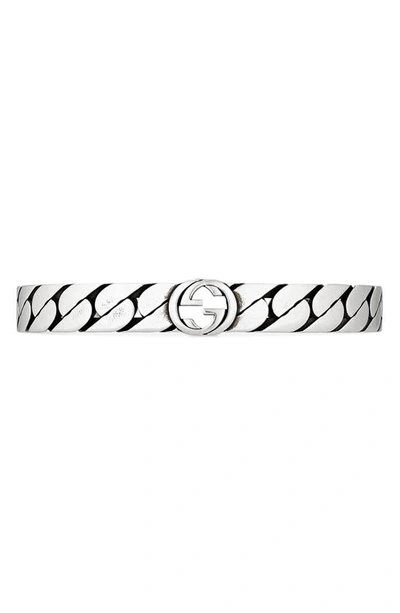 Gucci Interlocking-g Cuff Bracelet In Shiny Silver