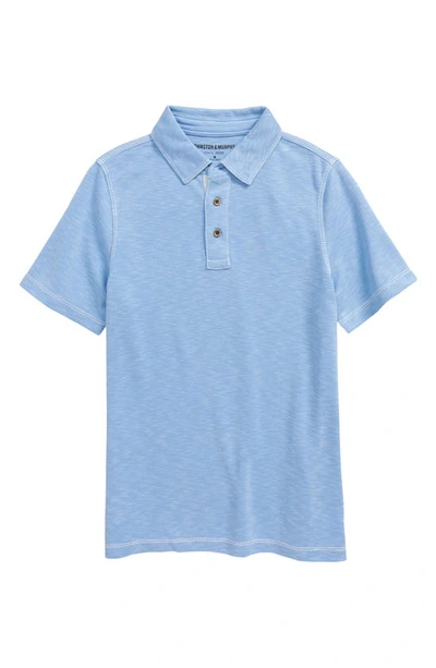 Johnston & Murphy Kids' Slub Polo In Light Blue