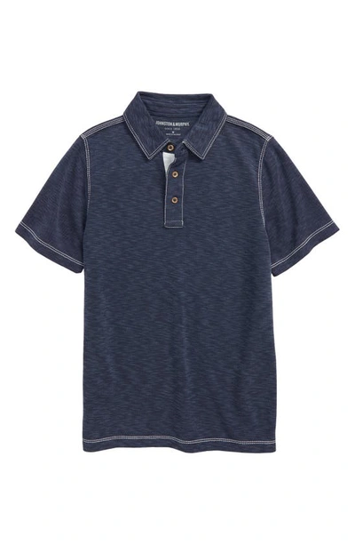 Johnston & Murphy Kids' Slub Polo In Navy