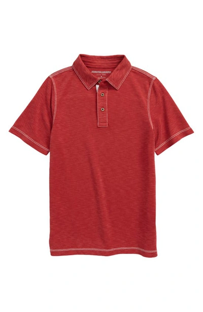 Johnston & Murphy Kids' Slub Polo In Red