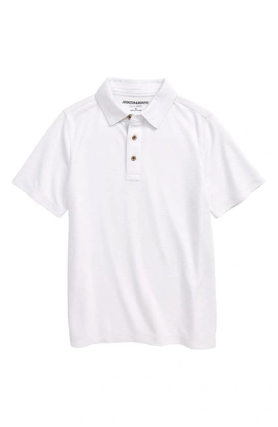 Johnston & Murphy Kids' Slub Polo In White