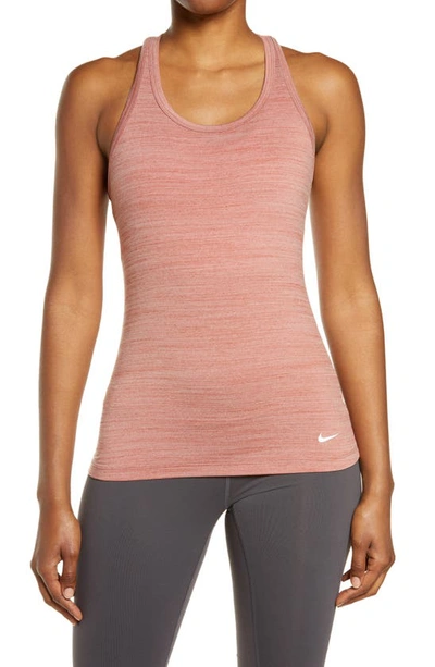Nike Get Fit Dri-fit Tank In Canyon Rust/ Heather/ White