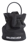 Balenciaga Extra Small Wheel Logo Bucket Bag In Black/ White
