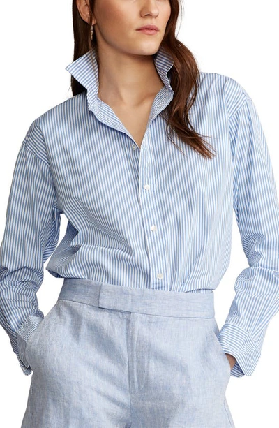 Polo Ralph Lauren Striped Button-down Cotton Shirt In Blue