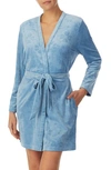 Kate Spade Spade Pattern Short Robe In Denim Blue