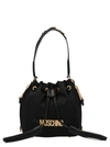 MOSCHINO MOSCHINO LOGO PLAQUE DRAWSTRING BUCKET BAG