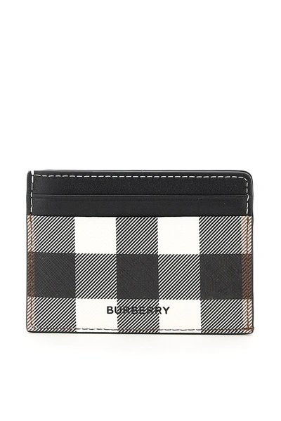 Burberry E-canvas Credit Card Holder In White,black