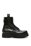 R13 Platform Leather Ankle Boots In Black,orange