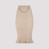 Givenchy Ribbed Chain-trim Pencil Skirt In Pale Golden