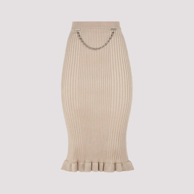 Givenchy Ribbed Chain-trim Pencil Skirt In Pale Golden