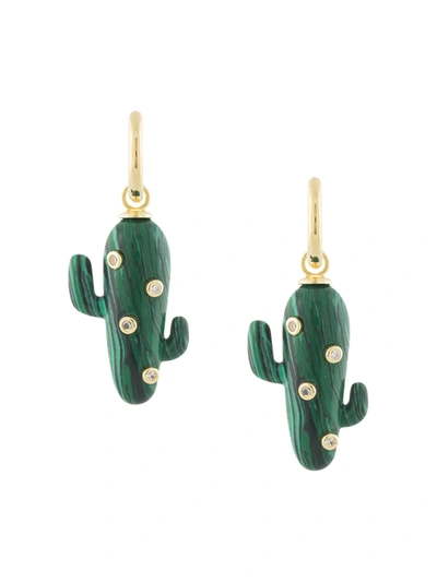 Eshvi Cactus-pendant Hoop Earrings In 绿色