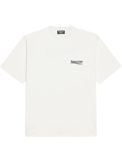 Balenciaga Political Campaign T-shirt In Dirty White Black Blue