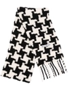 Acne Studios Fringed Houndstooth Alpaca-blend Scarf In White