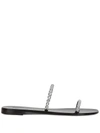 Giuseppe Zanotti Embellished Leather Toe-loop Flat Sandals In Black