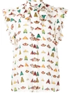ALICE AND OLIVIA BUTTERFLY-PRINT SLEEVELESS TOP